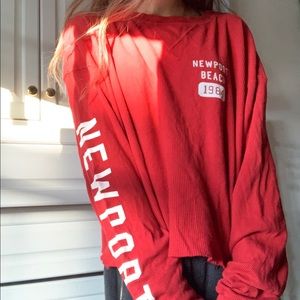 Brandy Melville Newport Beach Red Thermal Top